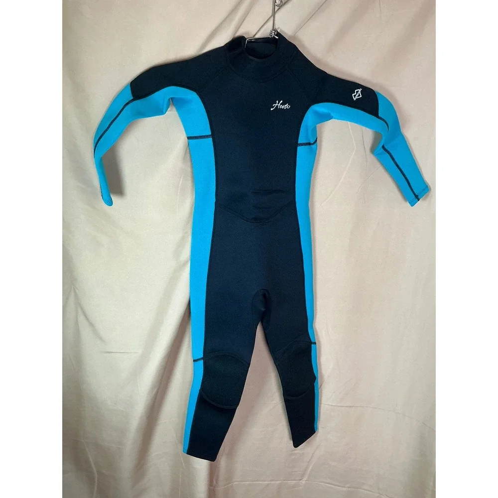 Hevto Wetsuit Kids 6 Blue Excellent 3/2mm‎ Neoprene Full Suit Thermal Back Zip